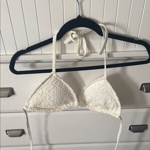 Aerie Cream Lace Triangle Bikini Top